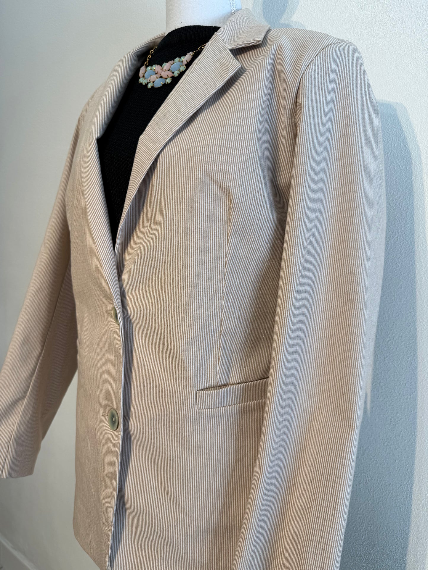 Blazer Vintage donna beige rigato